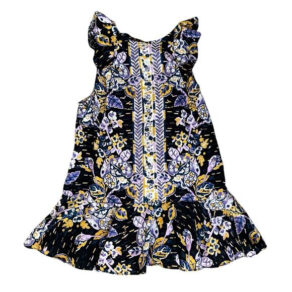 Free People Women’s Summer In Tulum Purple Black Floral Linen Sleeveless Tunic S - Picture 12 of 13